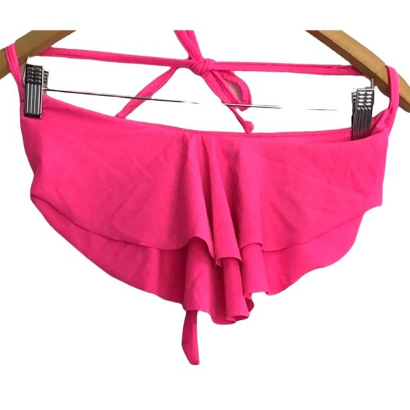 Venus Bikini Bliss Pink Ruffle Halter Bikini Top Large 80% Nylon 20% Spandex Wom - Picture 4 of 6